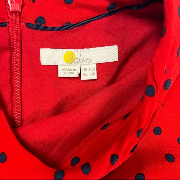 Boden Lucinda Dress Poinsettia Polka Dot Red & Blue Size 8 - Picture 5 of 8